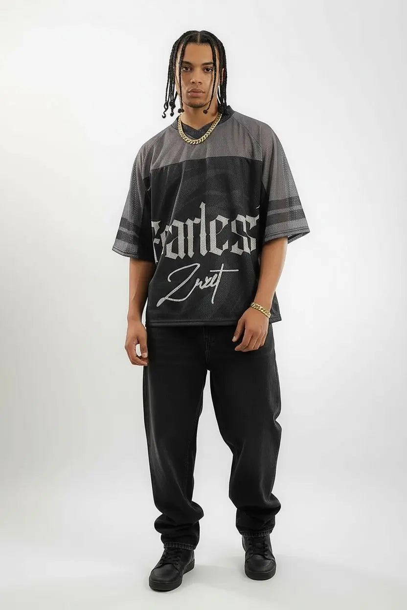 Oversized sports-inspired jersey