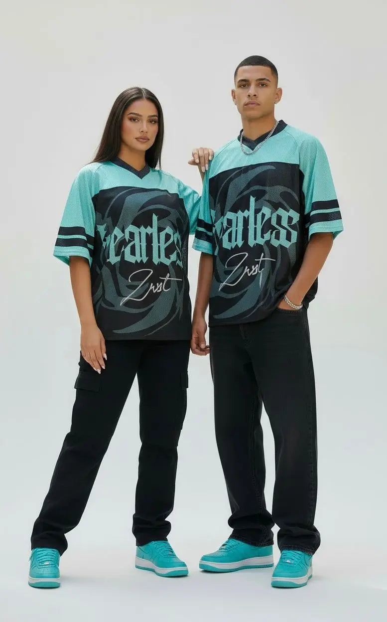 Oversized sports-inspired jersey