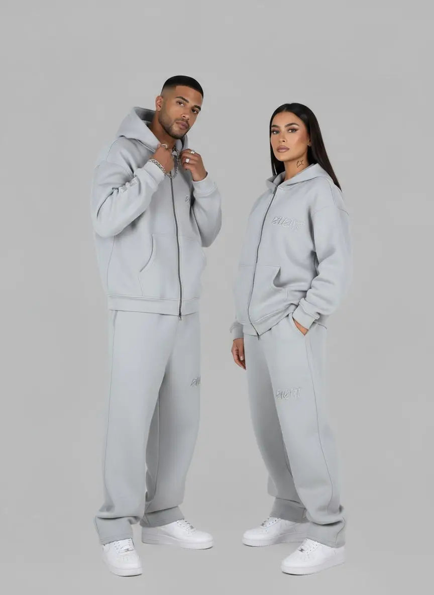 DOUBLE ZIPPER JACKET AND SWEATPANTS